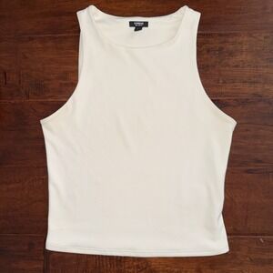 Express Body Contour High Neck Tank Top Ivory White Sleeveless Compression Small